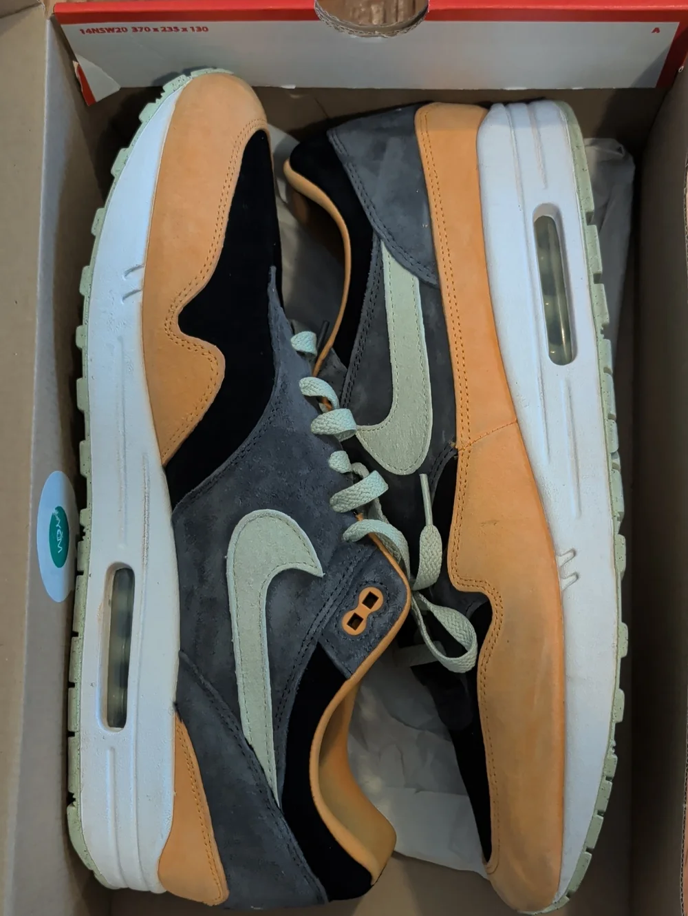Nike Air Max 1 Premium (Ugly Duckling- HoneyDew) Size 15